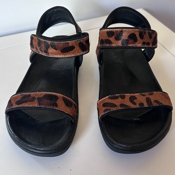 A7EIJE Astra Sandals Leopard Black Leather - Picture 6 of 7
